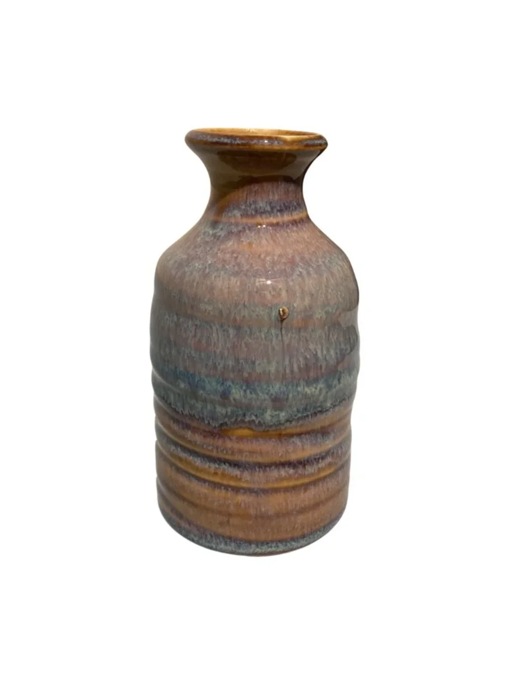 Signed Studio Art Pottery Blue And Purple Small Bud Vase